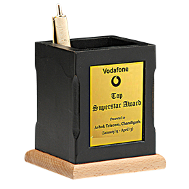 Black Coated Pen Stand With Pen 