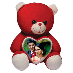 Fur Teddy Bear 14inches Red 112