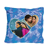 Square Double Heart Pillow Blue 90
